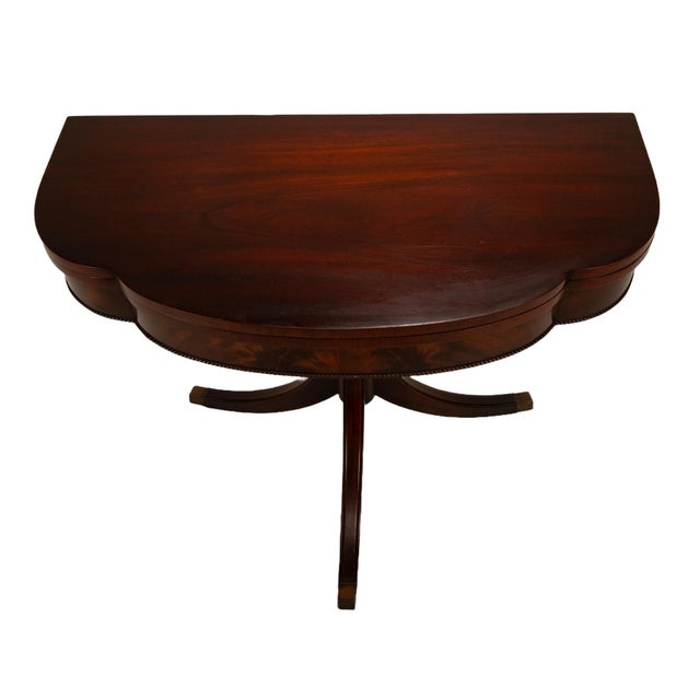 1940s Federal Imperial Style Flip Top Flamed Mahogany Card Game Table For Sale - Image 4 of 12