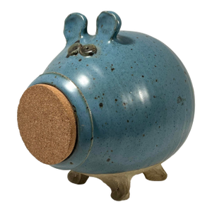 Vintage Smith Studio Art Pottery Blue Ceramic Piggy Bank