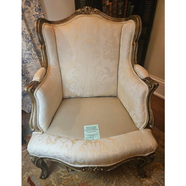 Late 19th Century Pair of French-Style Louis XV Bergere Chairs and an Ottoman For Sale - Image 15 of 18