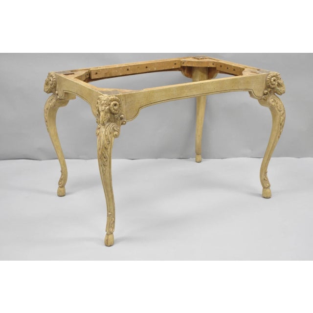 Vintage Italian Regency Rams Head Carved Hoof Foot Console Table Base For Sale - Image 15 of 15