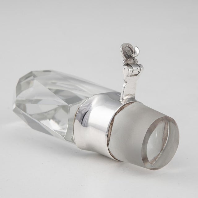 20th Century English Solid Silver & Glass Spirit Decanter with Lock & Key, 1928 For Sale - Image 9 of 12