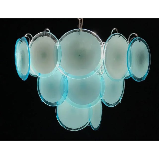 Blue Blue Turquoise Disc Murano Ceiling Lamp from Vistosi, 1970s For Sale - Image 8 of 12