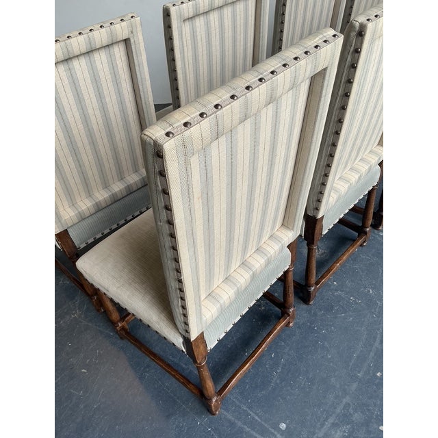 Wood Vintage Dennis and Leen Jacobean Dining Chairs - Set of 8 For Sale - Image 7 of 11