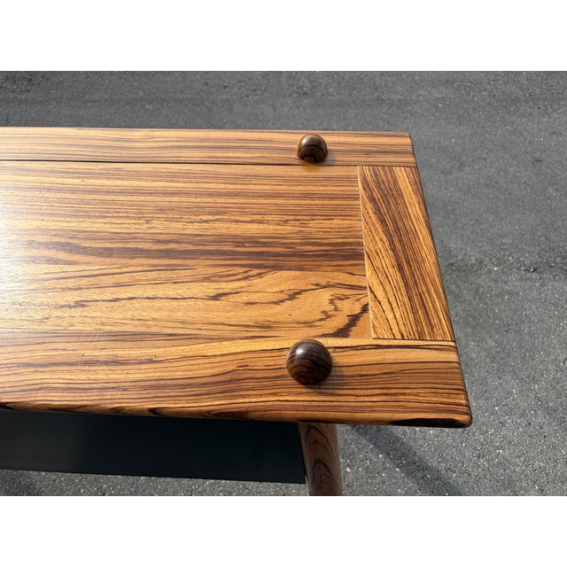 Console Table With Two Drawers, Zebrawood, Black For Sale - Image 10 of 12