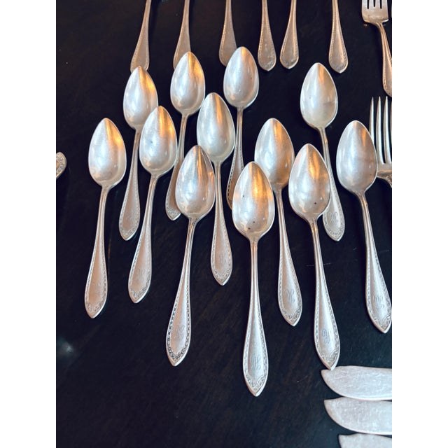 1910s Antique Community Plate Sheridan 1910 - 12 Place Settings- (73 PCs.)- SilverPlate H Mono For Sale - Image 5 of 12