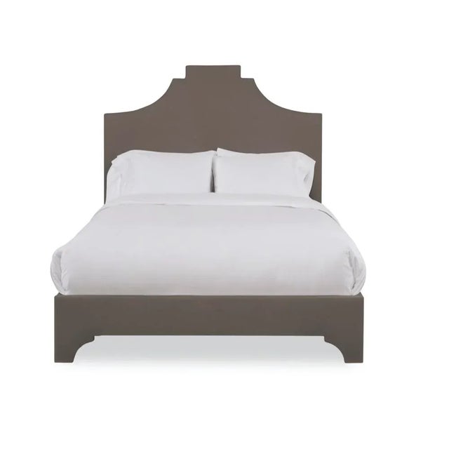 Casa Cosima Nadine Queen Bedframe, Mushroom Velvet For Sale - Image 4 of 4