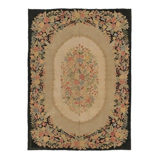 Antique Hooked Floral Wreath Medallion Wool Rug by Rug & Kilim, Usa, 1920–1929 For Sale