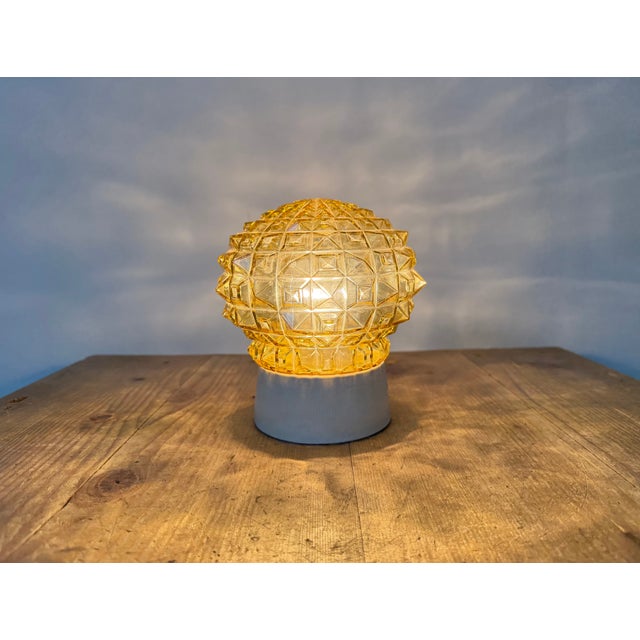 Vintage White Porcelain and Glass Ceiling Light, 1970s For Sale - Image 6 of 14