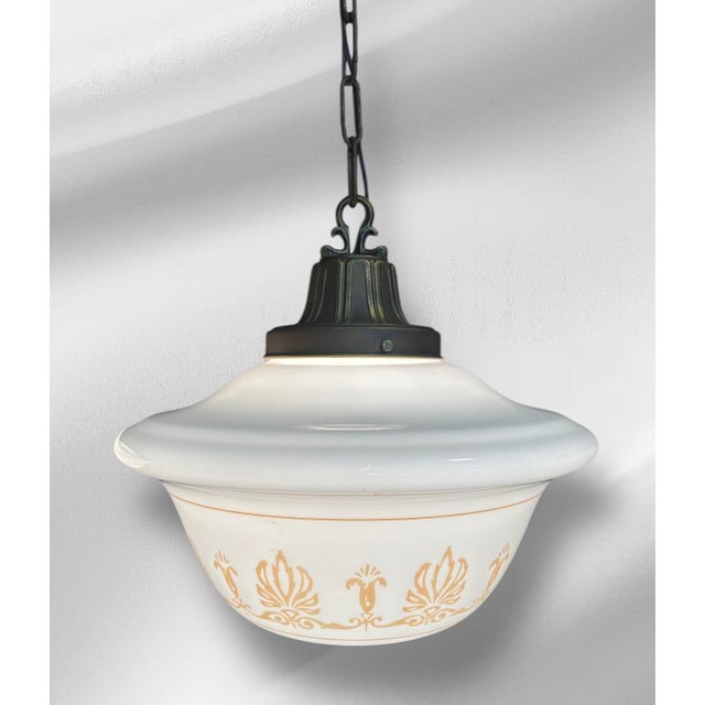 1900 Mid-Century Modern Schoolhouse Pendant Lights - a Pair For Sale - Image 4 of 12