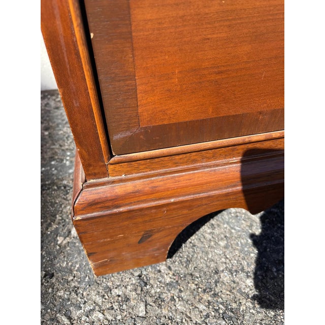 Brown Vintage Console Media Cabinet Wood Entry Bench Mid Century Modern Storage For Sale - Image 8 of 10