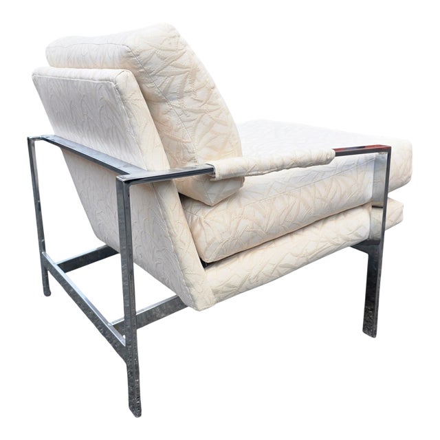 Vintage Attributed to Milo Baughman for Thayer Coggin 951 Flat Bar Chrome Lounge Chair For Sale