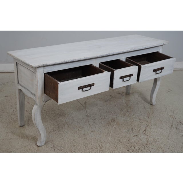 French Country Rustic Painted Finish Country French Sideboard Console For Sale - Image 3 of 12