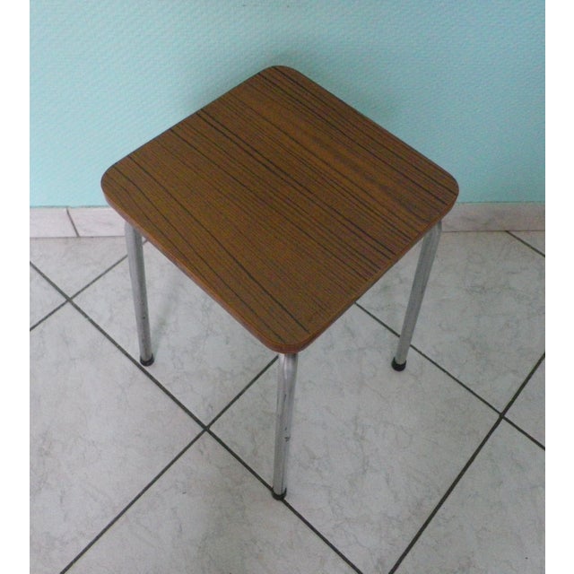 Stool in Brown Formica and Chrome-Plated Metal, 1970s For Sale - Image 6 of 10