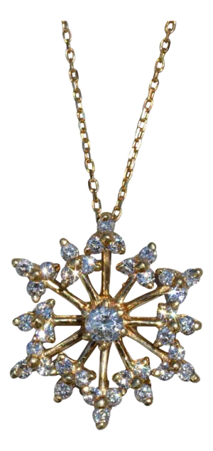 The Chiara: Ladies 14K Yellow Gold Snowflake Diamond Necklace