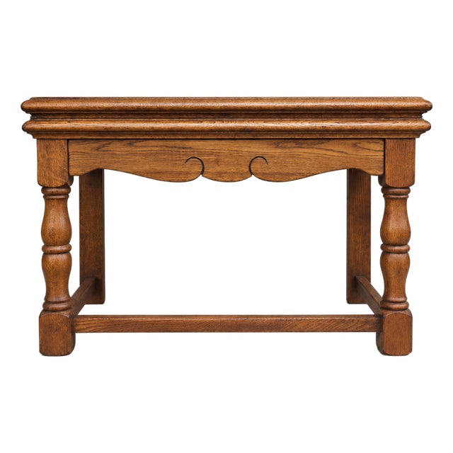 Circa 1940s English Jacobean Revival Oak Child’s Desk / Side Table by Castle Furniture For Sale