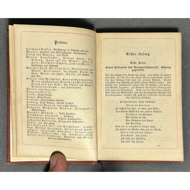 1873 “William Tell” by Schauspiel Von Schiller Miniature Hardcover Book Printed in Berlin, Germany For Sale In New Orleans - Image 6 of 9