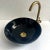 Contemporary Black Round Ceramic Blacked Vanity Vessel Sink Basin, Brass Drain For Sale - Image 3 of 9