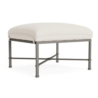 Brown Jordan Venetian Ottoman, Mica frame with Fusion Natural fabric For Sale