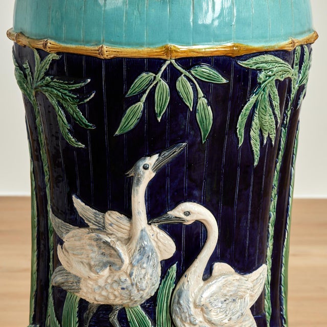 Antique English Majolica Garden Seat or Stand For Sale - Image 11 of 12