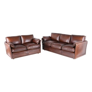 Vintage Leather Sofas by Roche Bobois, 1970s, Set of 2 For Sale