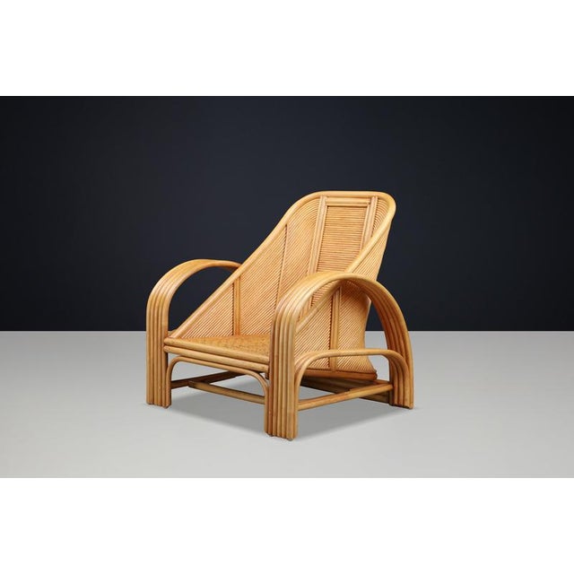 Vintage Italian Bamboo and Rattan Lounge Chair, Italy, 1970s For Sale - Image 6 of 9