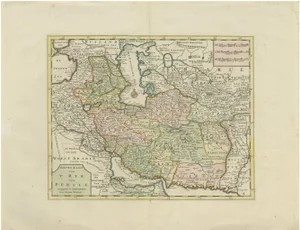Hand-Colored Dutch Map of the Persian Empire by Tirion, 1750