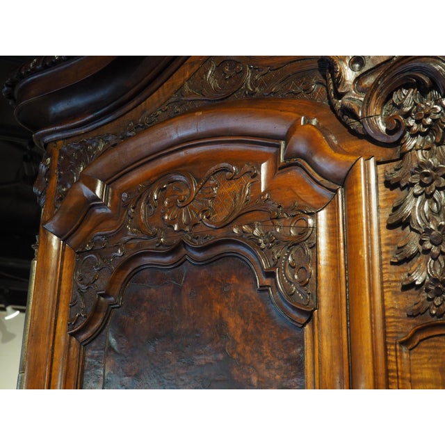 Spectacular Walnut and Burl Walnut Régence Armoire From Lyon, France, Circa 1715 For Sale - Image 17 of 18