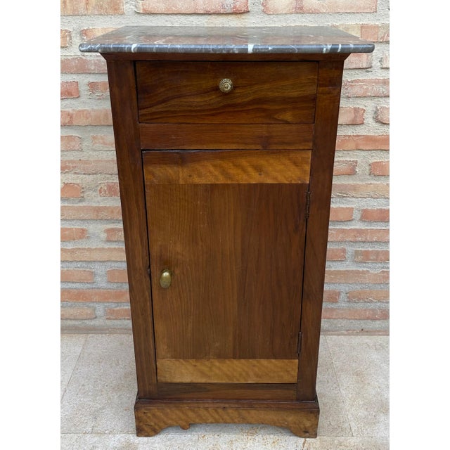 20th Century Biedermeier Nightstand with Marble Top & One-Drawer & Door, 1900s For Sale - Image 17 of 18