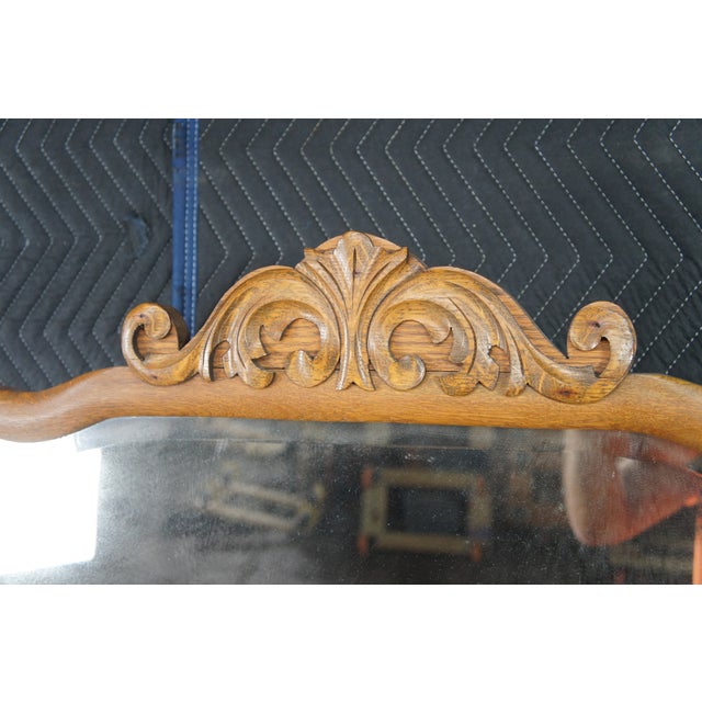 Antique Victorian Quartersawn Oak Serpentine Oxbow Dresser & Mirror Washstand For Sale - Image 4 of 12
