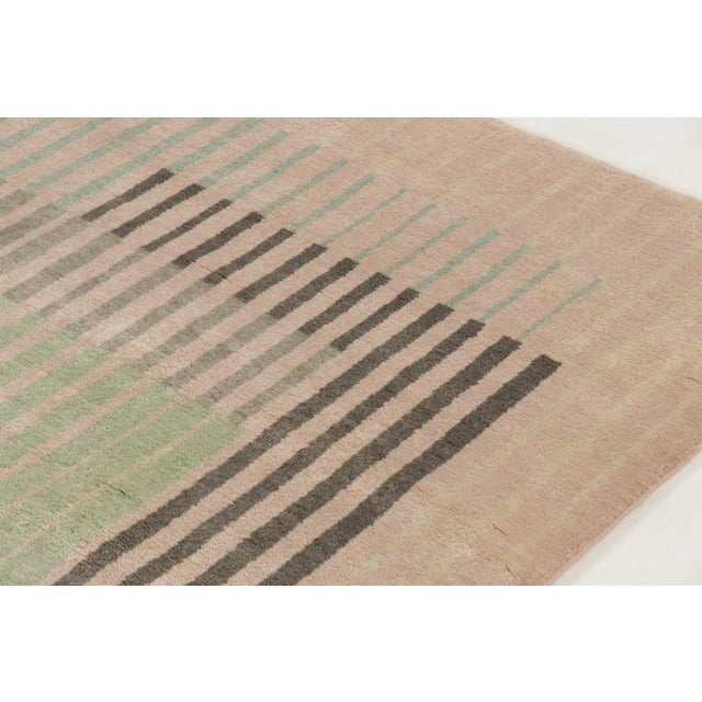 Art Deco Contemporary Art Deco Style Geometric Mint Green Wool Rug by Rug & Kilim, India For Sale - Image 3 of 10