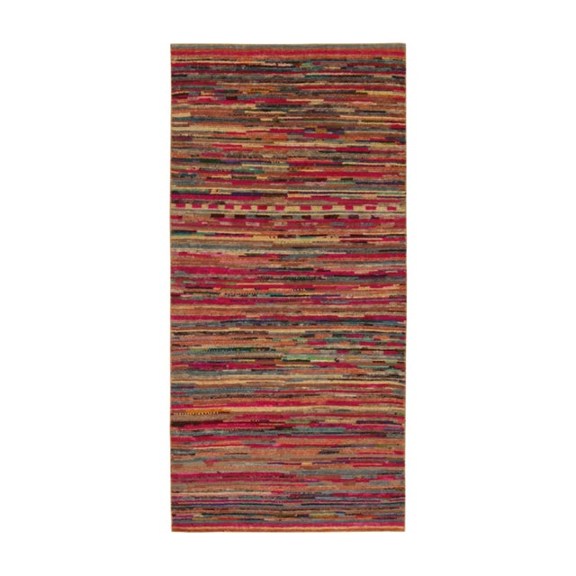 Pink Rug & Kilim’s Moroccan Style Rug in Pink With Polychromatic Stripes For Sale - Image 8 of 8