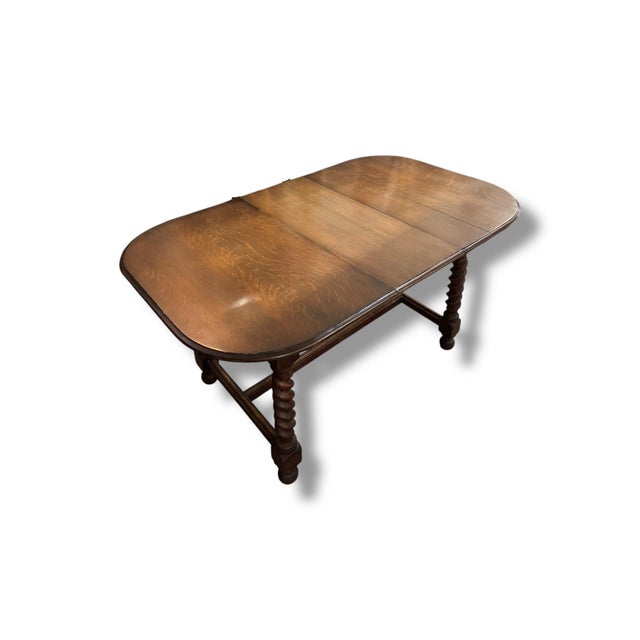 1950s English Barley Twist Drop-Leaf Dining Set For Sale In Los Angeles - Image 6 of 9