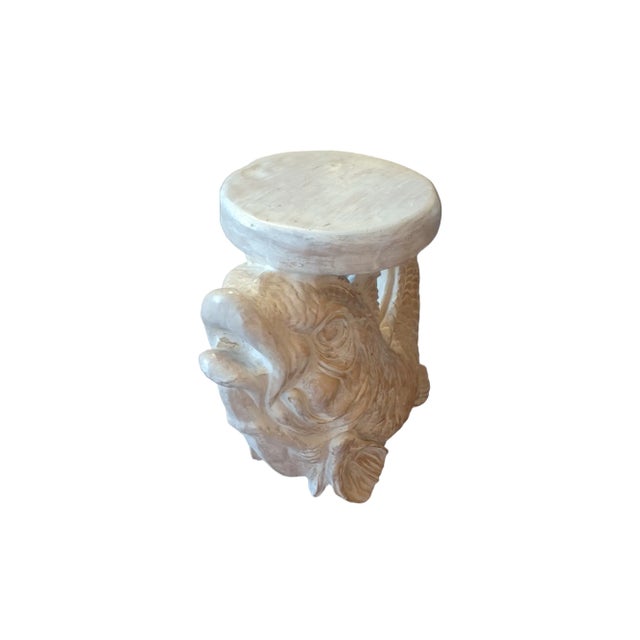 Vintage Wooden Carved Koi Plant Stand For Sale - Image 4 of 4