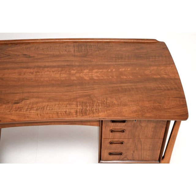 Vintage Danish Walnut Desk attributed to Svend Aage Madsen for HP Hansen, 1960 For Sale - Image 11 of 13