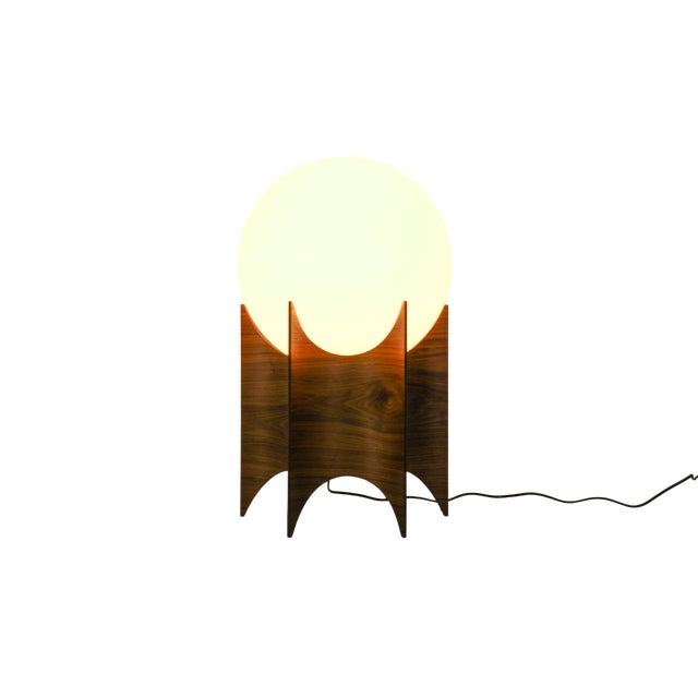 Vintage Globe Lampshade with Sculptural Wooden Base, 1960s For Sale - Image 4 of 8