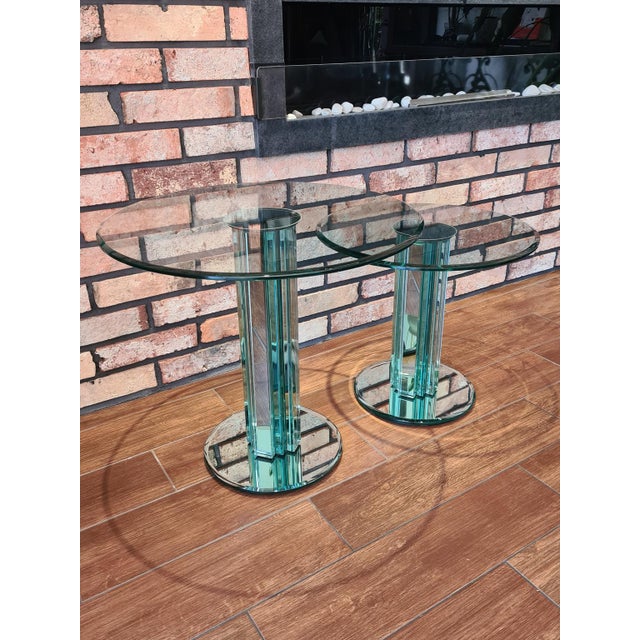 Glass Glass Side Tables by Luigi Massoni for Gallotti & Radice, Italy, 1970s, Set of 2 For Sale - Image 7 of 14