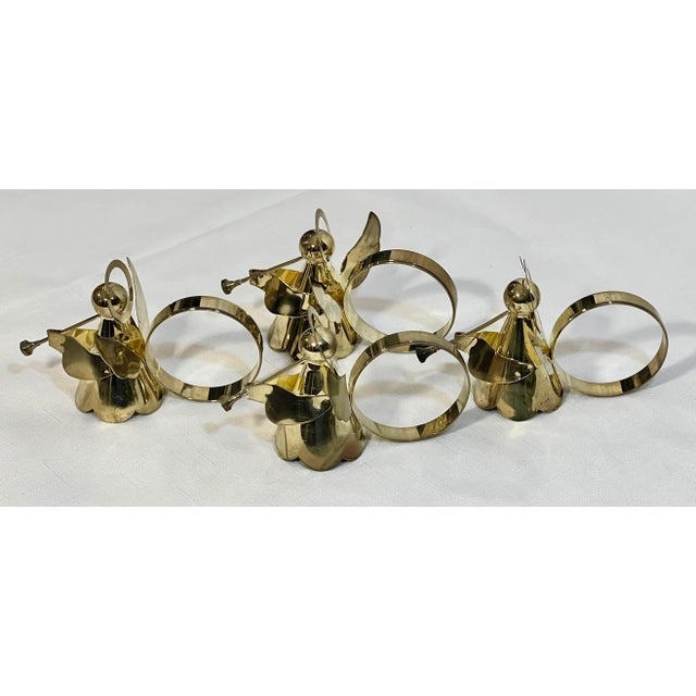 Vintage Holiday Polished Brass Angel Napkin Rings - Set of 4 For Sale In Mobile - Image 6 of 9