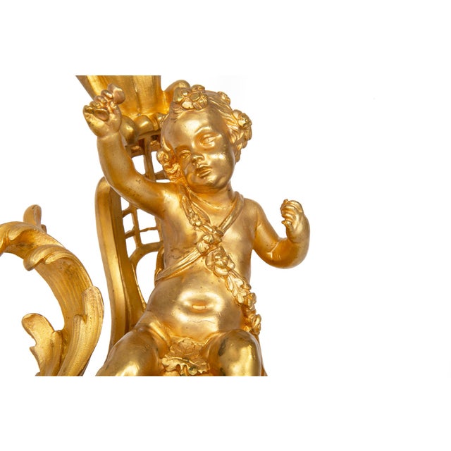 Bronze Antique Gilt Bronze Fireplace Fender With Chenets by Bouhon, Paris For Sale - Image 8 of 18