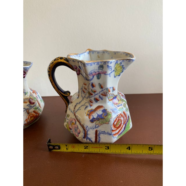Blue Two Early 19th Century Mason's Patent Ironstone China Pitchers Hydra Handles For Sale - Image 8 of 13