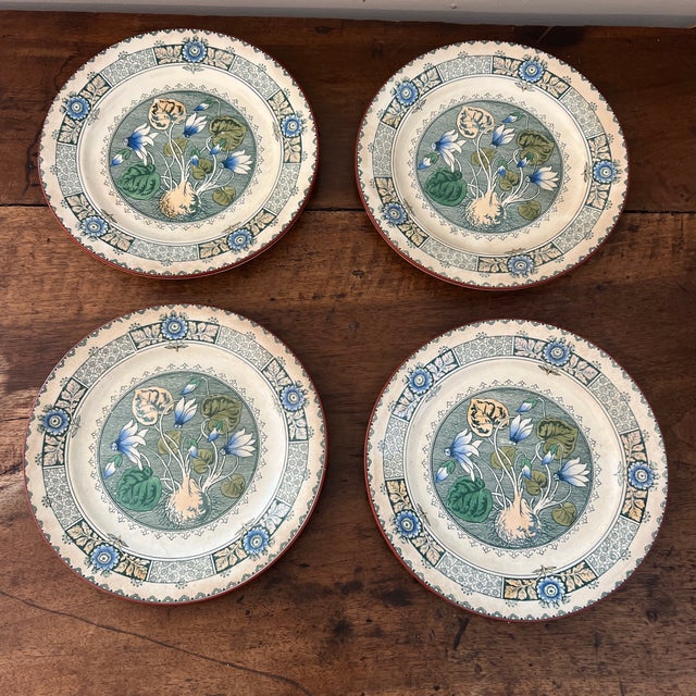 Antique 1800s English Wedgwood Cyclamen plates - Set of 4