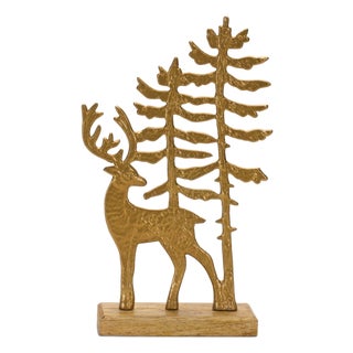 Metal Woodland Deer Silhouette Decor 11" For Sale
