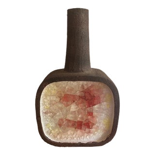 1960s Aldo Londi Bitossi Huge Fritte Pottery Fused Glass Vase For Sale