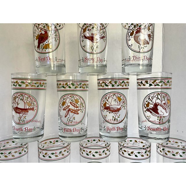Mid-Century Modern Mid 20th Century Complete Set 12 Days of Christmas Anchor Hocking Glasses For Sale - Image 3 of 11