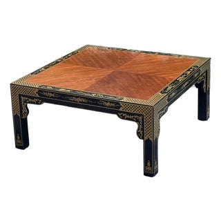 Vintage Drexel Chinoiserie “Et Cetera” Paint Decorated Coffee Table For Sale