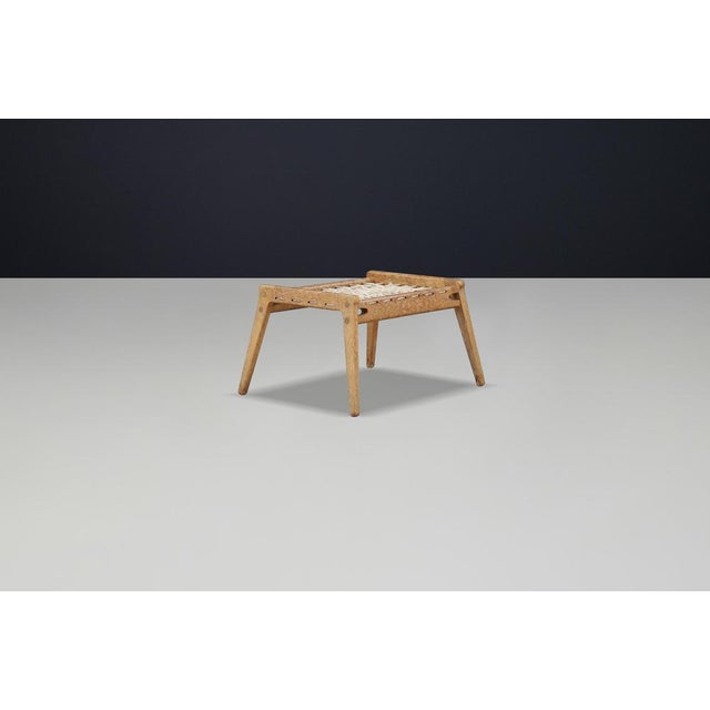 A scarce hand-crafted oak footstool designed by heinz heger for pgh erzgebirge arts and crafts in annaberg-buchholz, east...