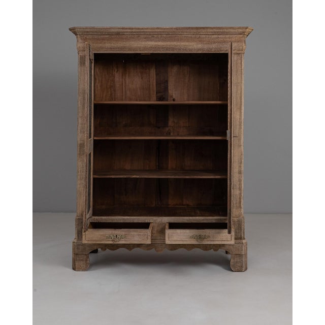 1880s French Provincial Oak Vitrine With Wire Mesh Doors For Sale - Image 17 of 18