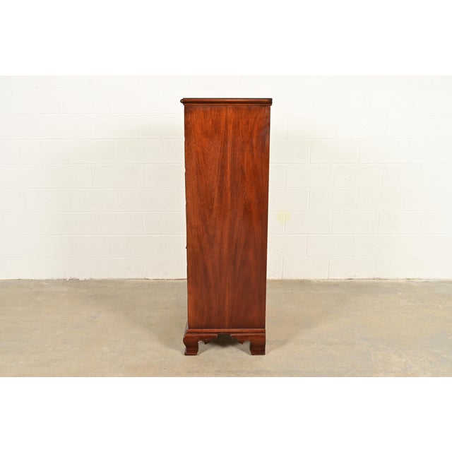Henredon Chippendale Solid Mahogany Nine-Drawer Highboy Dresser For Sale - Image 10 of 12