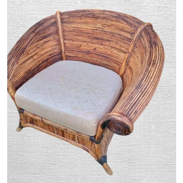 Vintage Pencil Reed Bamboo Vivai Del Sud Island Coastal Regency Lounge Club Chair For Sale In West Palm - Image 6 of 8