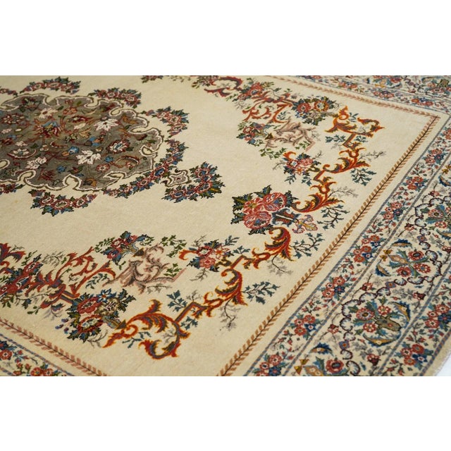 1920s Extremely Fine Antique Persian Tehran Rug Wool With All Design in Silk 4'5'' X 6'8'' For Sale - Image 5 of 12