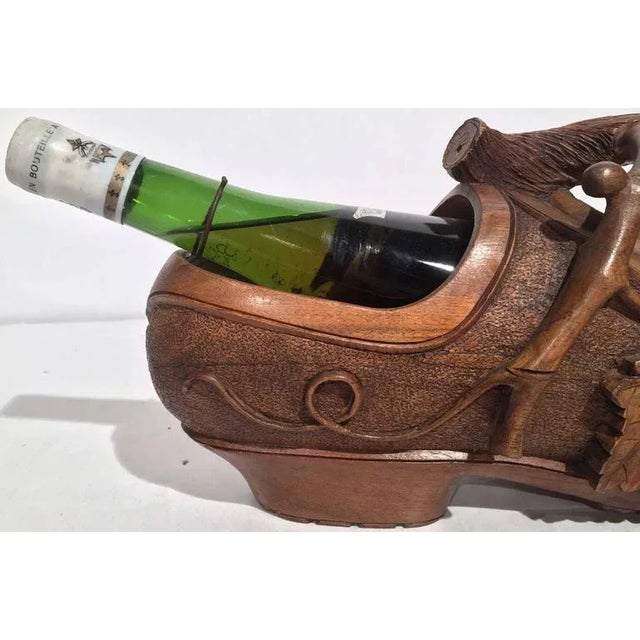 Wood Early 20th Century French Black Forest Carved Walnut Clog Wine Holder For Sale - Image 7 of 8
